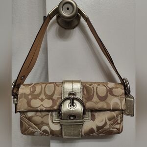 Vintage Coach 0492 Soho Signature C Metallic Flap Shoulder Bag
